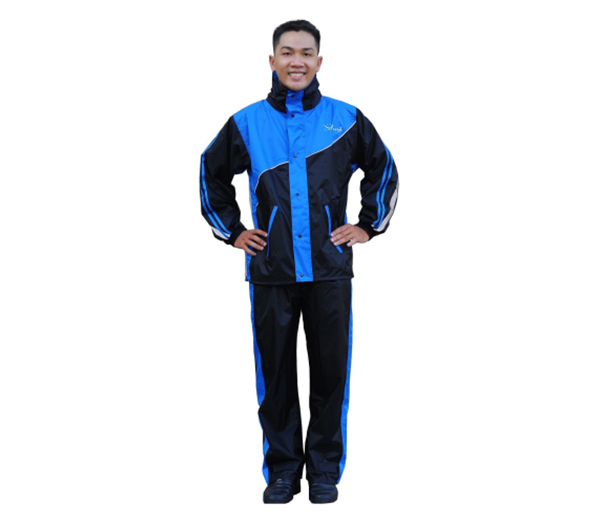 Áo mưa xanh phối đen